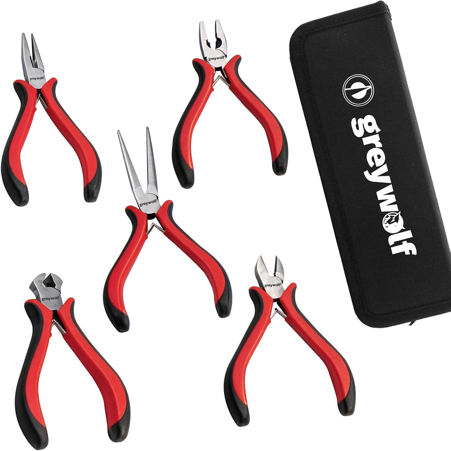 5 pcs mini pliers set, small pliers set includes pointed nose, long nose, oblique nose, flat nose and wire cutters with storage bag, suitable for electronic repair and jewelry, DIY tools