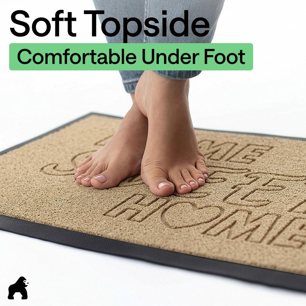 GORILLA GRIP WeatherMAX Door Mat, Indoor Outdoor, 29x17, Home Sweet Home