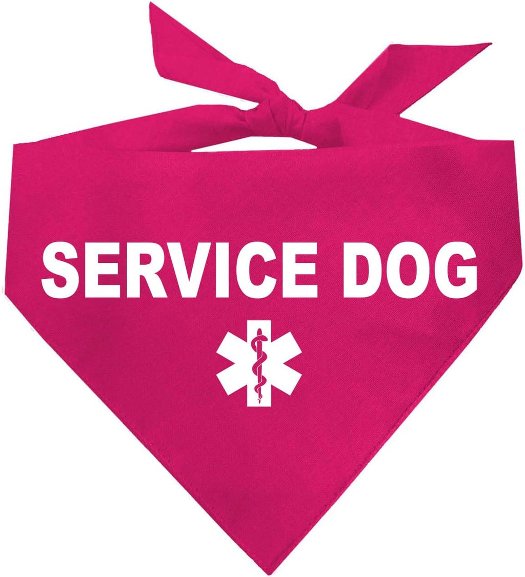 Service Dog Dog Bandana | 100% Cotton Adjustable Triangle |Service Dog | Working Animal | Assistance |Hot Pink, One Size (307)