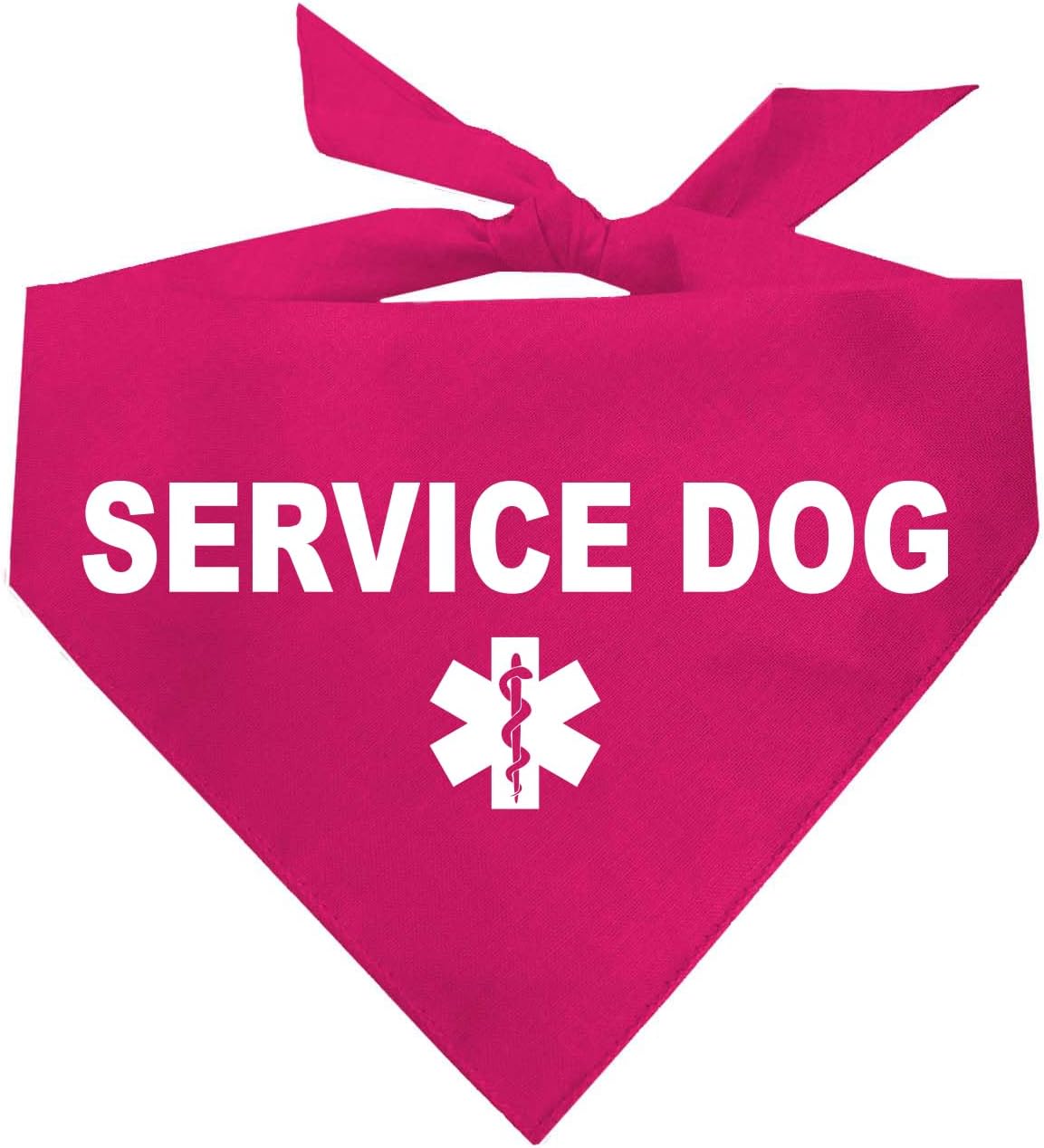Service Dog Dog Bandana | 100% Cotton Adjustable Triangle |Service Dog | Working Animal | Assistance |Hot Pink, One Size (307)