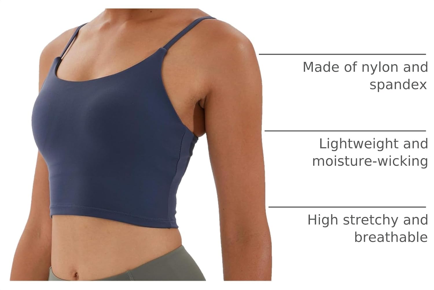 Women's Strappy Stretch Sports Bra Longline Yoga Tank Top Fitness Bra Workout Camisole Crop Tops for Teen Girl