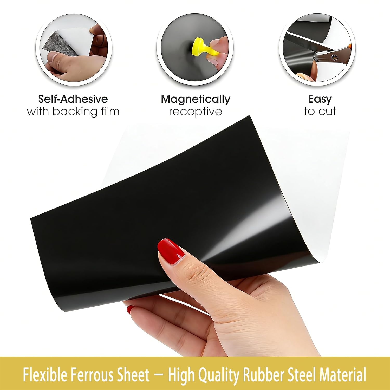 6 Pack, Adhesive Metal Sheets-8.5” x 12.3”, Ferrous Sheet for Magnets Receptive, 30 Mil Thin Flexible Rubber Steel Mat for Crafts, Magnetic Miniatures Organization – Fits Standard US Really Useful Box