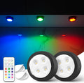 Push Lights with Remote 6-Piece Battery-Powered LED Hockey Puck Lights, Wireless Under-Cabinet & Baseboard Illumination, Dimmable & Color-Changing (2 Pack Black, Color)