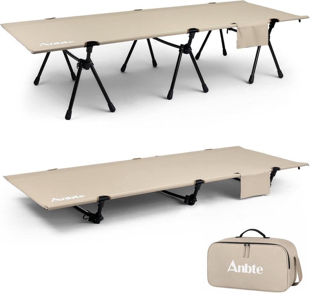 Anbte Height Adjustable Camping Cot, 400 lb Capacity, Portable for 1 Person