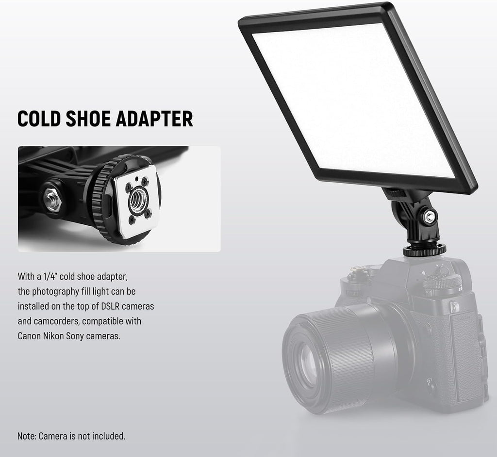 NEEWER 9" LED Video Light Panel, Dimmable DSLR Camera Soft Lighting with Mini Desk Tripod Stand, USB Type C Ports, 3200K~5600K CRI95+ for Studio Photography Video Recording Live Streaming, NL-116AI