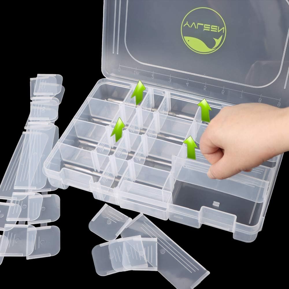 YVLEEN Fishing Tackle Boxes - 3600 3700 Tackle Box Plastic Storage Organizer Box with Removable Dividers - 2packs/4packs Tackle Trays - Included 2pcs of Extra Clip