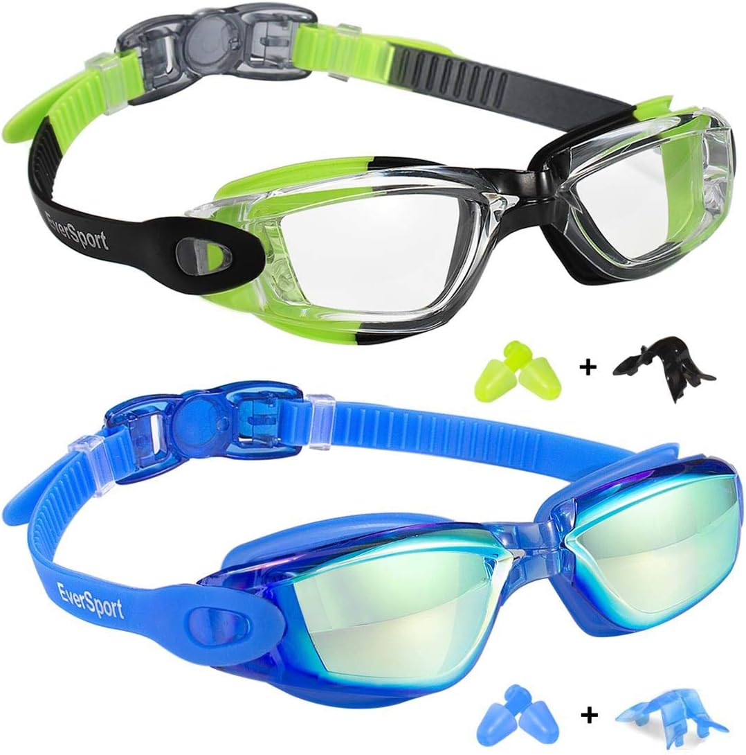 EverSport Kids Swim Goggles 2 Pack Anti-Fog Anti-UV Youth Boys Girls 4-16