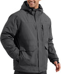 FREE SOLDIER Men's Waterproof Ski Jacket Fleece Lined Warm Winter Snow Coat with Hood Fully Taped Seams