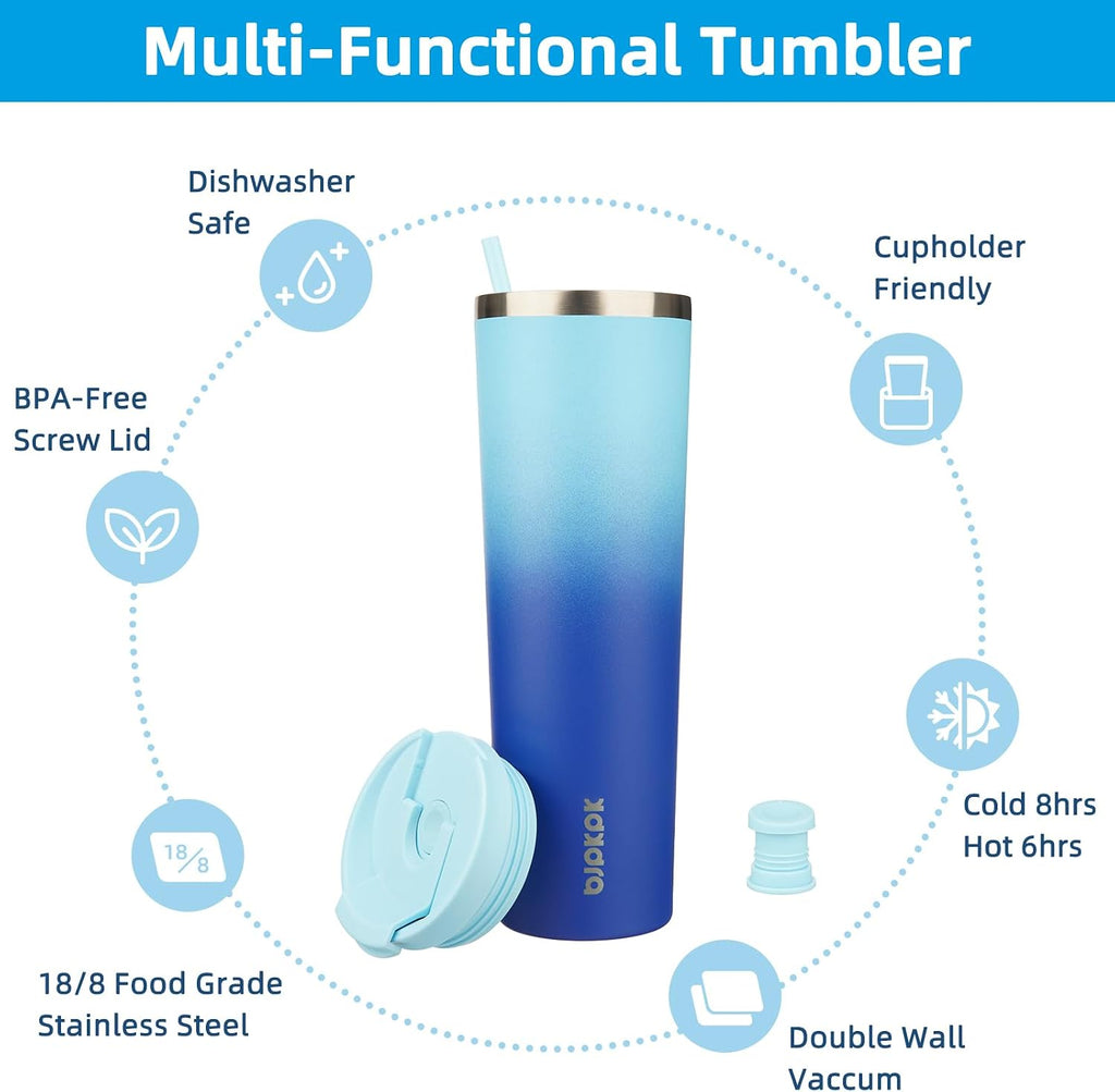 BJPKPK 34oz Coffee Tumbler with Straw, Insulated Stainless Steel Cup