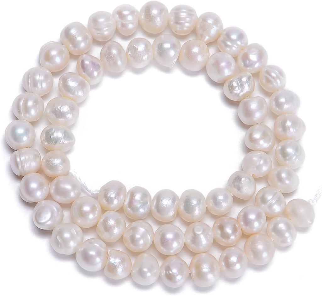 AD Beads Natural Freshwater White Pearl Round Beads 15" 4mm 6mm 8mm 9mm 10mm 11mm 12mm (5.2mm)