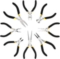 8-Piece 4.5-Inch Mini Pliers Kit - Long Nose, Diagonal, End Cutting, Bent Nose, Combination, Flat Nose, Needle Nose & Round Nose Tools for Jewelry Making