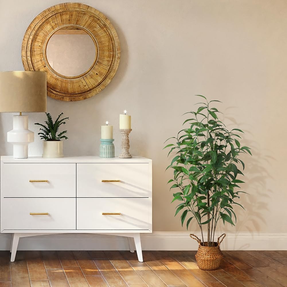 Ferrgoal 4Ft Artificial Eucalyptus Plant with Basket & Silk Leaves