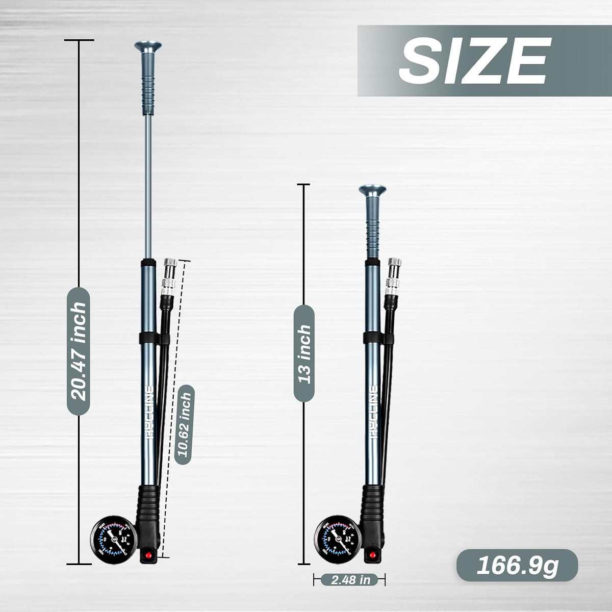 Hycline Shock Pump for Mountain Bike, High Pressure 300 Psi for Front Fork and Rear Bicycle Suspension Air Pump with Gauge Fits Schrader & Presta Tire Valve