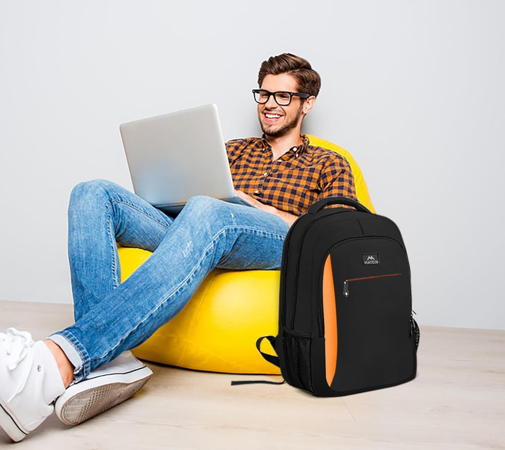 MATEIN OrangeTravel Backpack, Slim Sturdy 15.6 Inch Laptop Bag for College