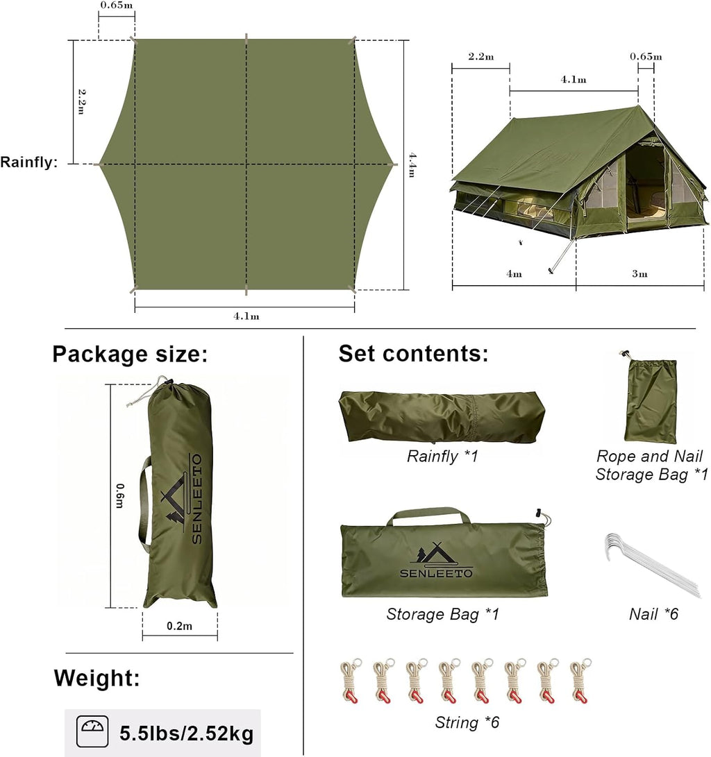 10‘ x 13’ Camping Tarp for 4/6/8 People, 4 Season UV Protection,PU 3000mm Waterproof, Multi-Functional Ultralight Shelter Awning Sunshade, Portable for Camping, Hiking, Backpacking Traveling.