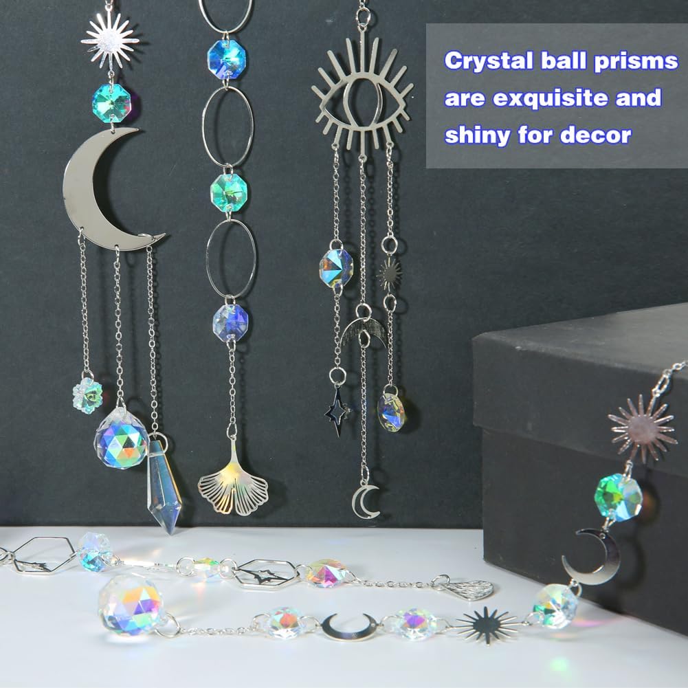 Sun Catchers, 10 Pcs Crystal Suncatcher Prism Hanging Kit for Indoor Window