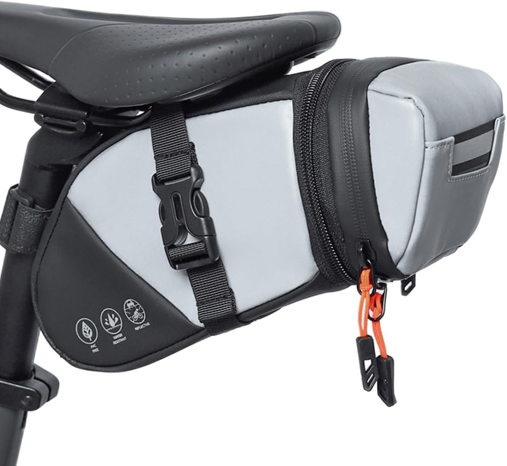 Bike Seat Bag, Expandable Bicycle Saddle Bag Under Seat, Waterproof Cycling Seat Pack for Mountain Road Bikes and Commuter, 1.5-2L