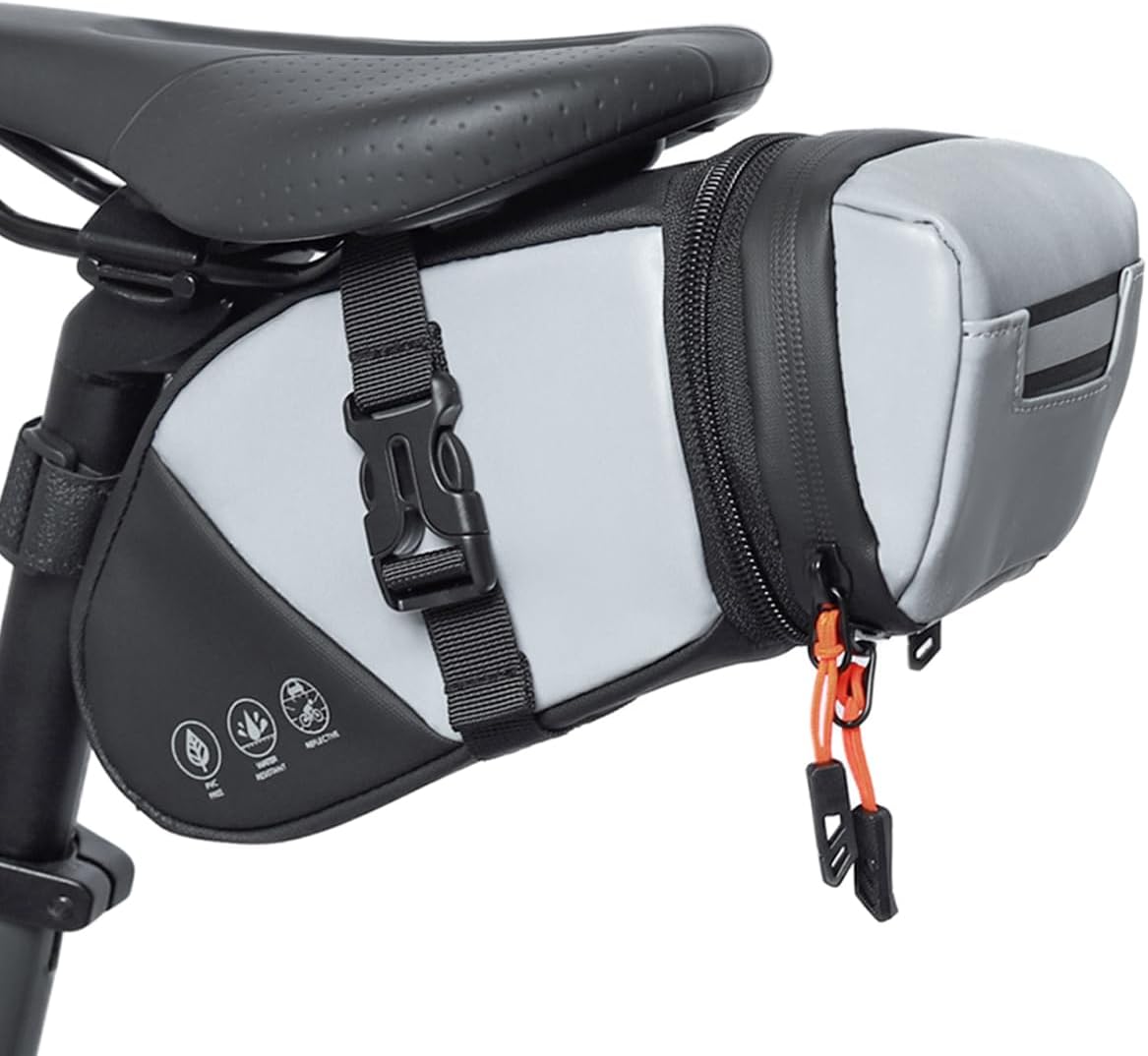 Bike Seat Bag, Expandable Bicycle Saddle Bag Under Seat, Waterproof Cycling Seat Pack for Mountain Road Bikes and Commuter, 1.5-2L