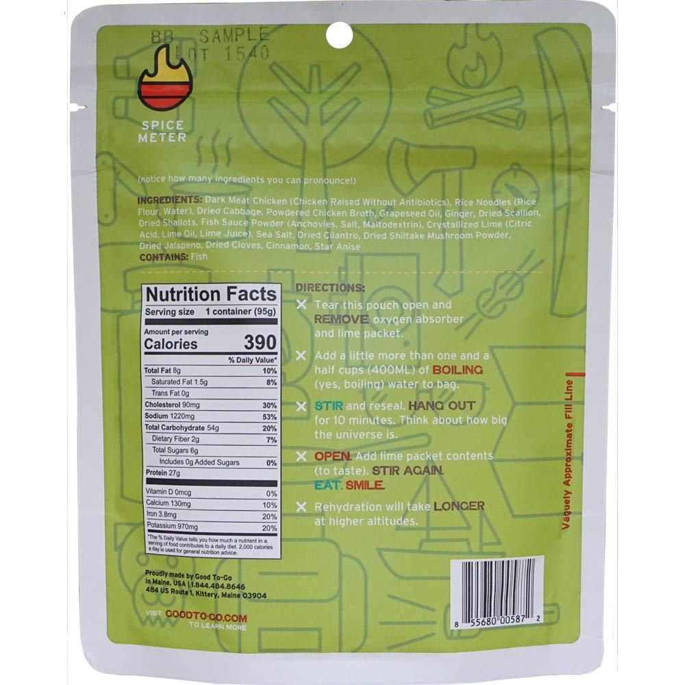GOOD TO-GO Chicken Pho (Single Serving) | Camping & Backpacking Food | Just Add Water Backpacking Meals | Good To-Go Dehydrated Meals Taste Better Than Freeze Dried Food