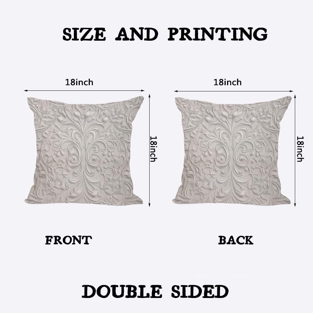 3D White Paper Throw Pillow Covers Set of 2 Retro Natural Leaves and Flowers Throw Pillow Covers Couch Square Pillowcases Cushion for Living Room Bedroom Sofa 18x18 Inch