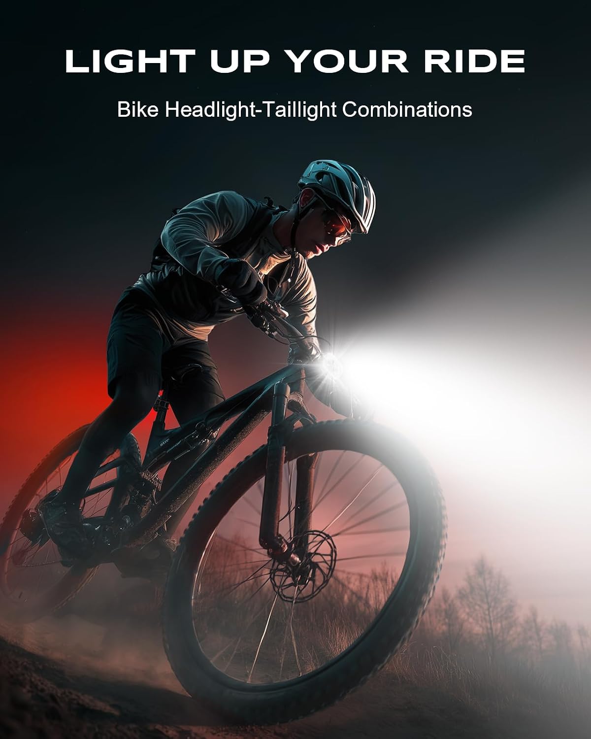 WOCBUY Bike Lights, Ultra-Slim & Lightweight Rechargeable Bicycle Lights Set, [5+6 Modes] Dual USB-C Bike Lights Front and Back, IP65 Waterproof Bicycle Lights for Night Riding Road Cycling