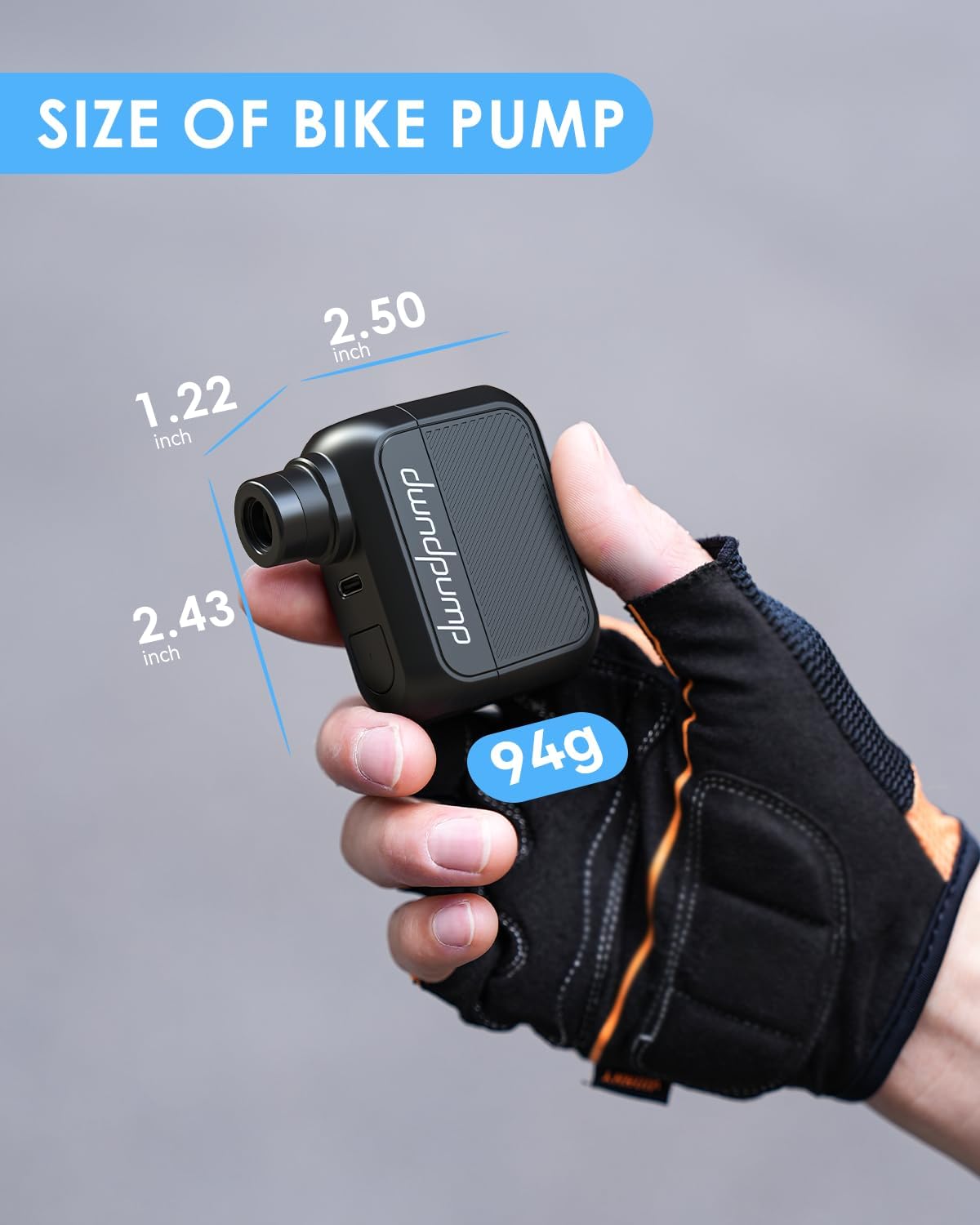 dwndpump Mini Bike Tire Pump, Electric Portable Max 100 PSI Fast Inflation