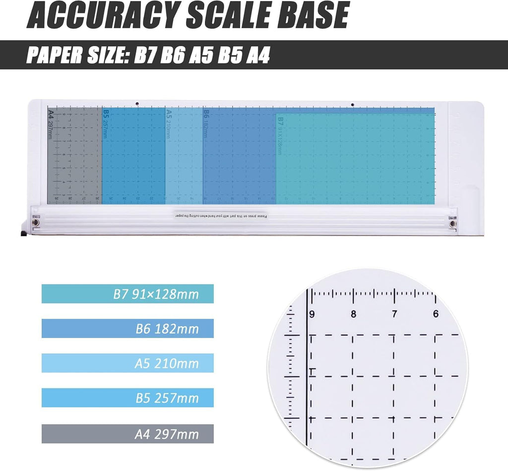 TIANSE Paper Trimmer 12” 8 to 12 Sheet Capacity Paper Cutter Guillotine with Safety Blade Lock Heavy Duty Plastic Base Paper Cutting Board for Home Office School White