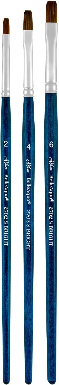 Silver Brush Limited BelleAqua Brights Watercolor Paintbrush Set, 3pc