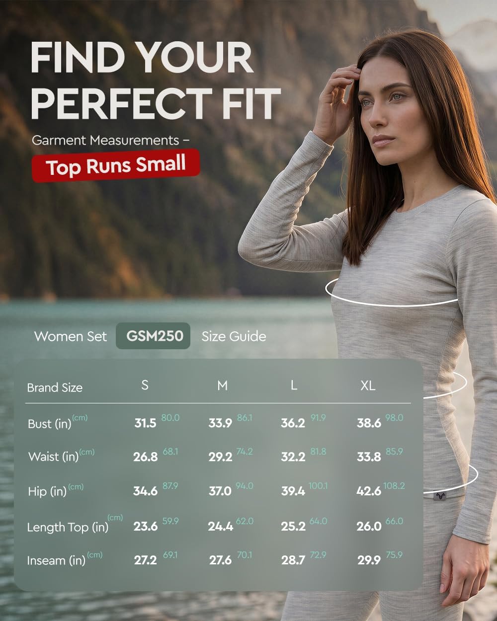 100% Merino Wool Base Layer Set Women - Thermal Underwear Long Johns PJs