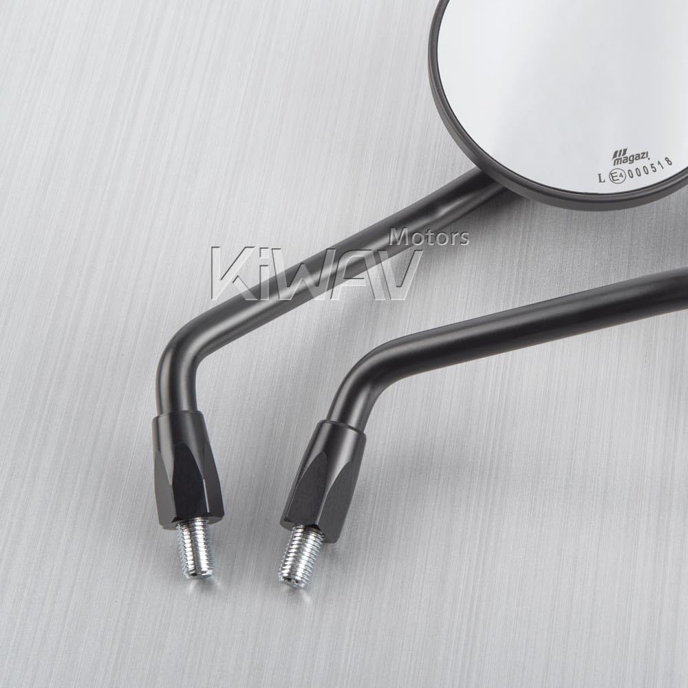 KiWAV Eclipse Black Motorcycle Rear View Mirrors Aluminum E-mark compatible for M10 Metric Motorcycle