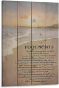 Footprints in the Sand Religious Canvas Wall Art Posters, Inspirational Beach Sunset Poem Print Poster (Framed 20x30inch, Footprints(1))