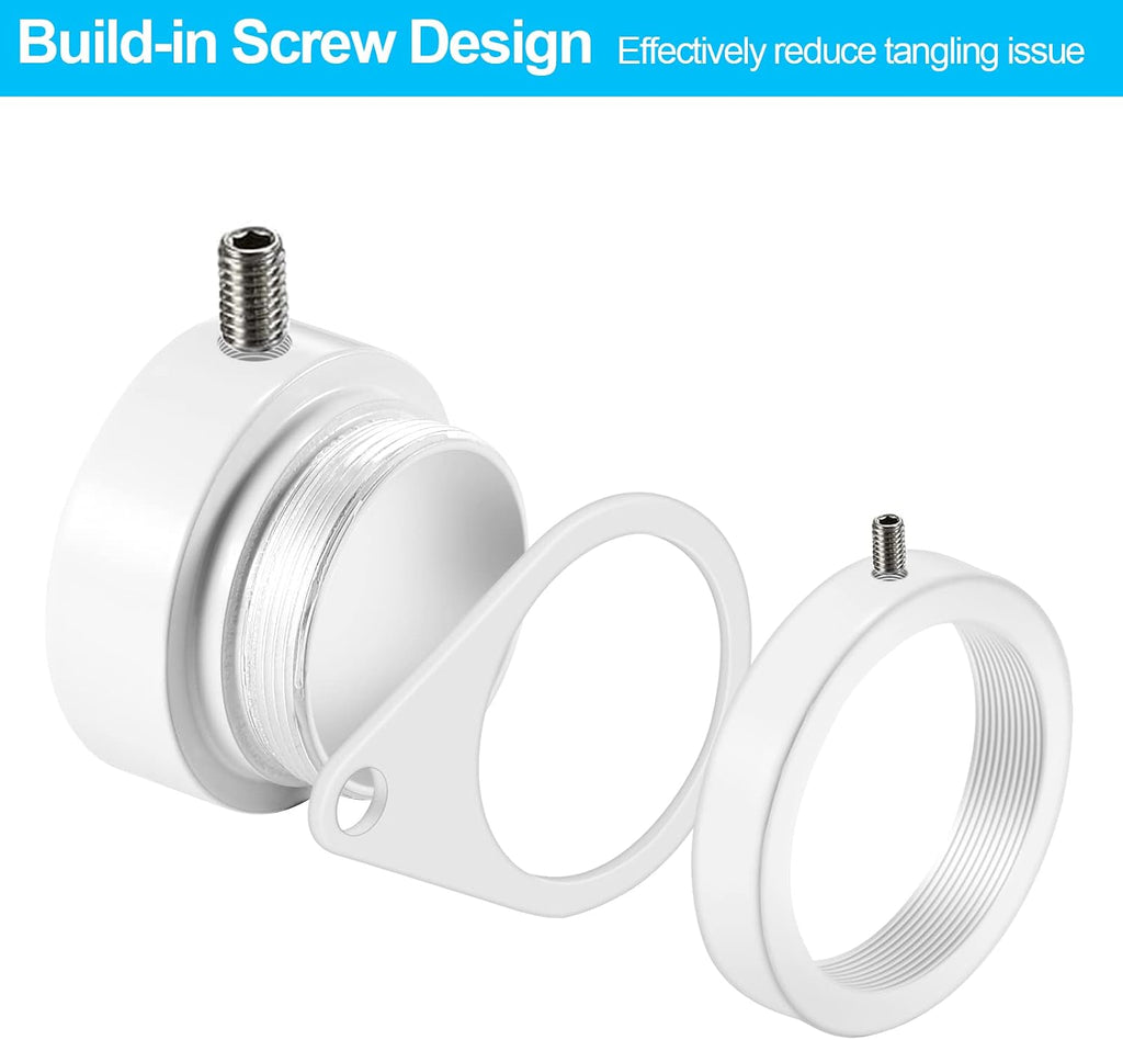 BONWIN 1" White Flag Pole Rings, 2 Pcs Anti Wrap Aluminum Alloy Flag Pole Clips Swivels, 360° Rotating Flagpole Flag Mounting Rings, Spinning Flag Pole Kit for 0.75-1.02" Diameter (1 Inch, White)