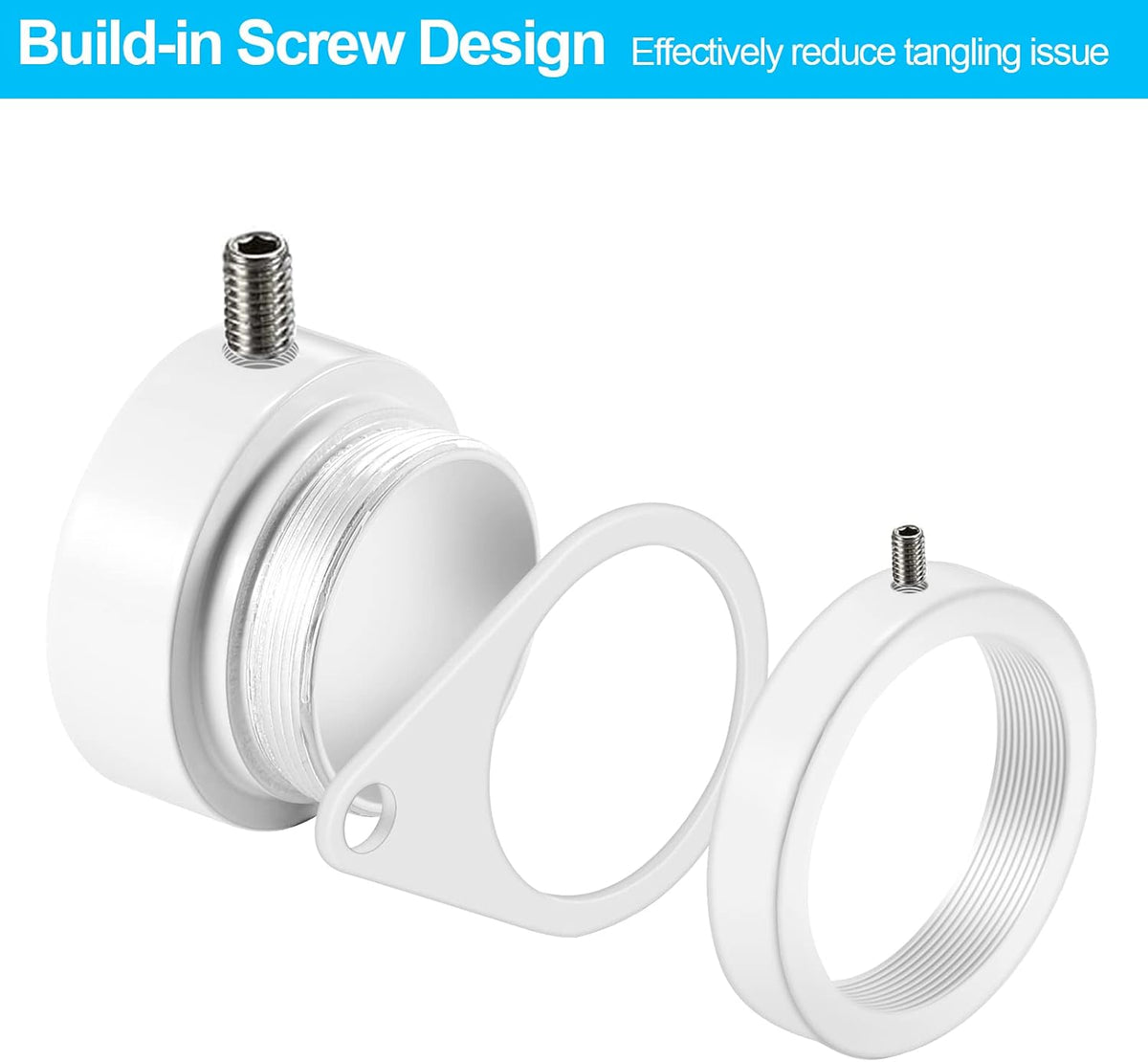 BONWIN 1" White Flag Pole Rings, 2 Pcs Anti Wrap Aluminum Alloy Flag Pole Clips Swivels, 360° Rotating Flagpole Flag Mounting Rings, Spinning Flag Pole Kit for 0.75-1.02" Diameter (1 Inch, White)