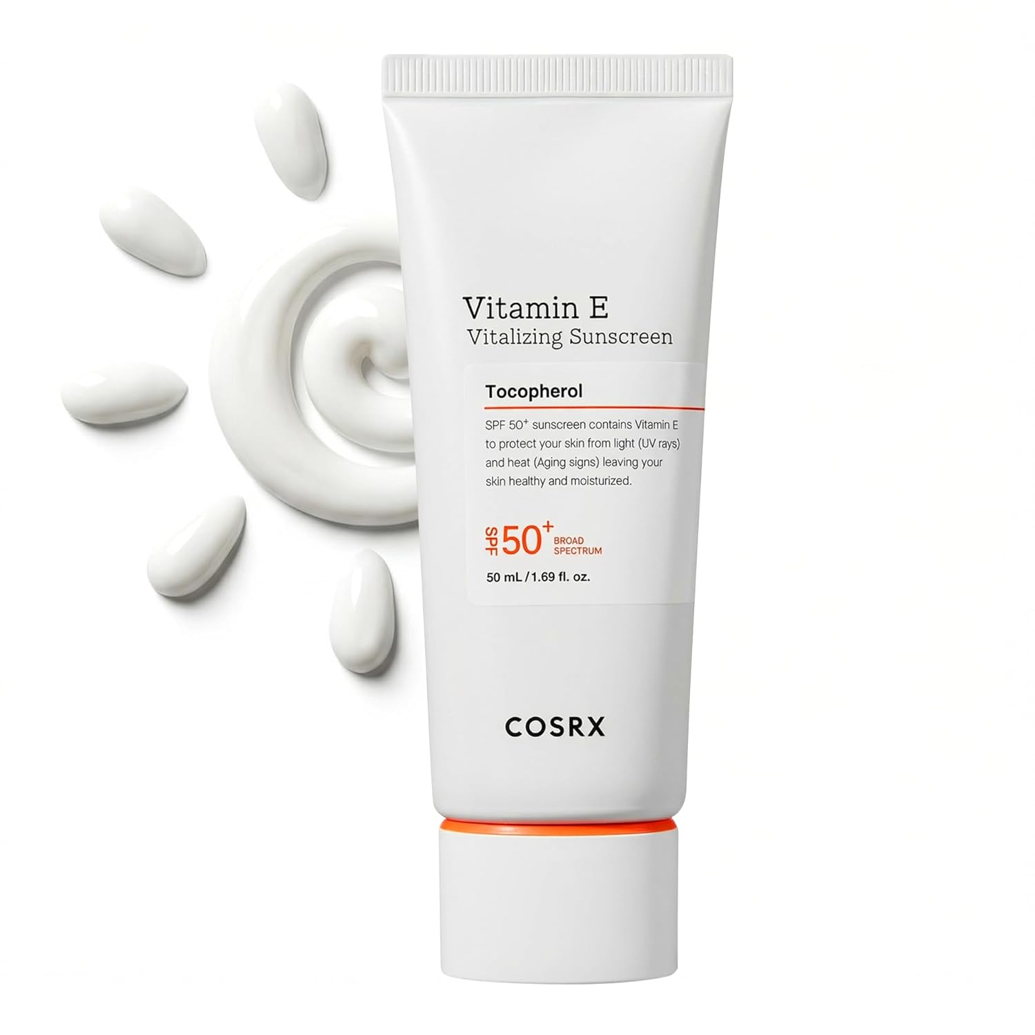 COSRX Vitamin E Sunscreen SPF 50, Natural Glow, for Oily Skin, 1.69 fl oz