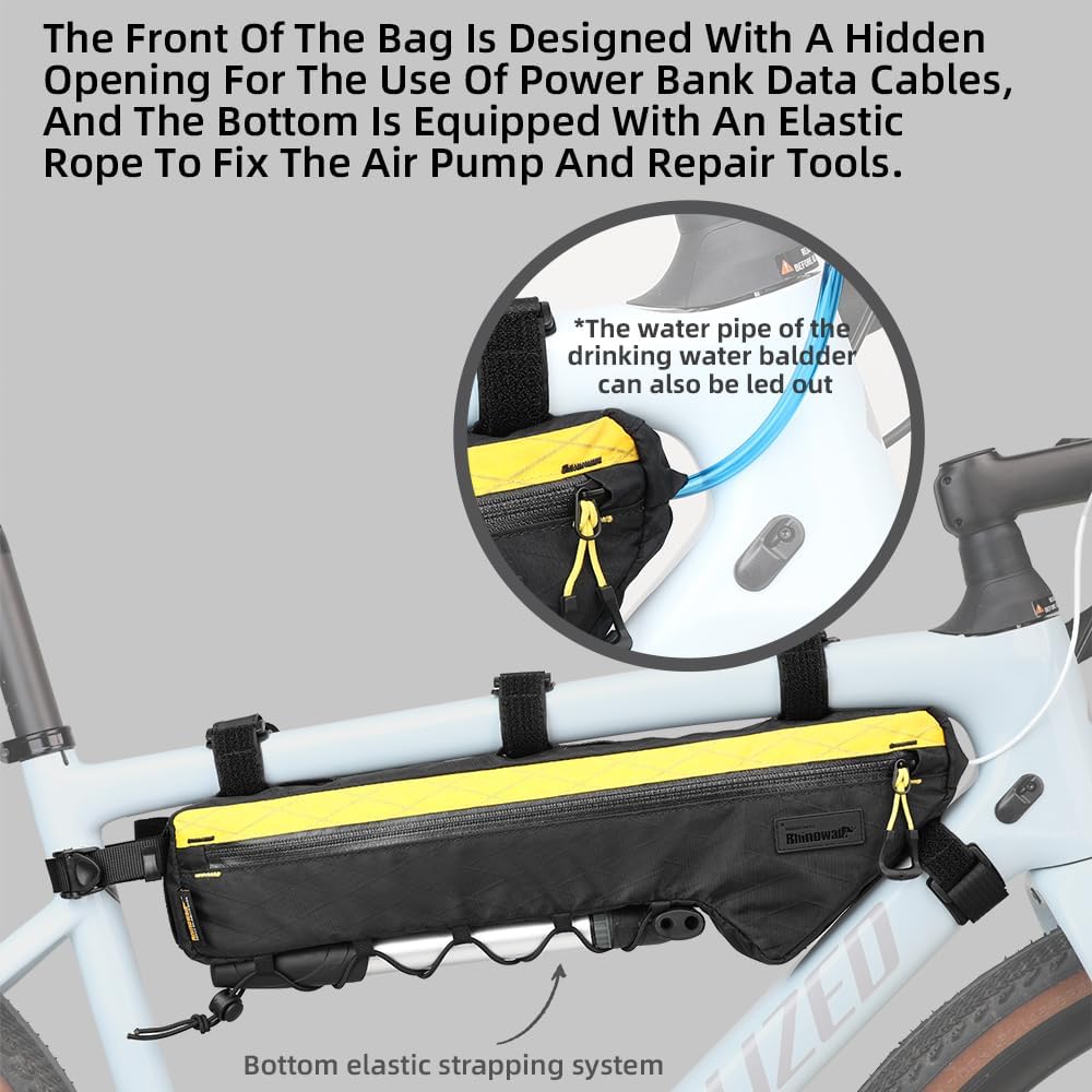 Rhinowalk Bicycle Front Frame Bag Bike Under Top Tube Triangle Bag Lightweight 1.7L Cycling Accessories Nylon Pack Pouch for Mountain Road Bike