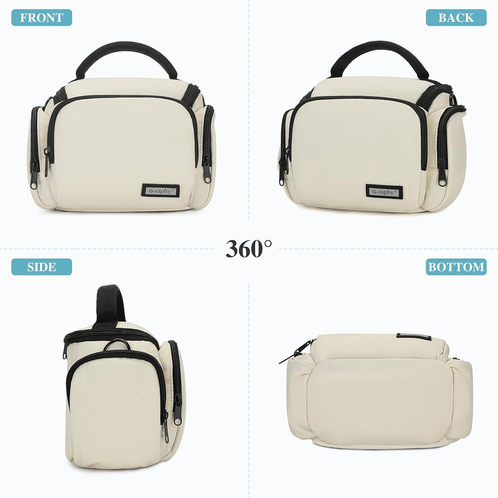 G-raphy Camera Bag Case Compact Lightweight Shoulder Crossbody Sling Photography Bags for Nikon Canon Sony DSLR SLR Mirrorless with Removal Straps (Beige)