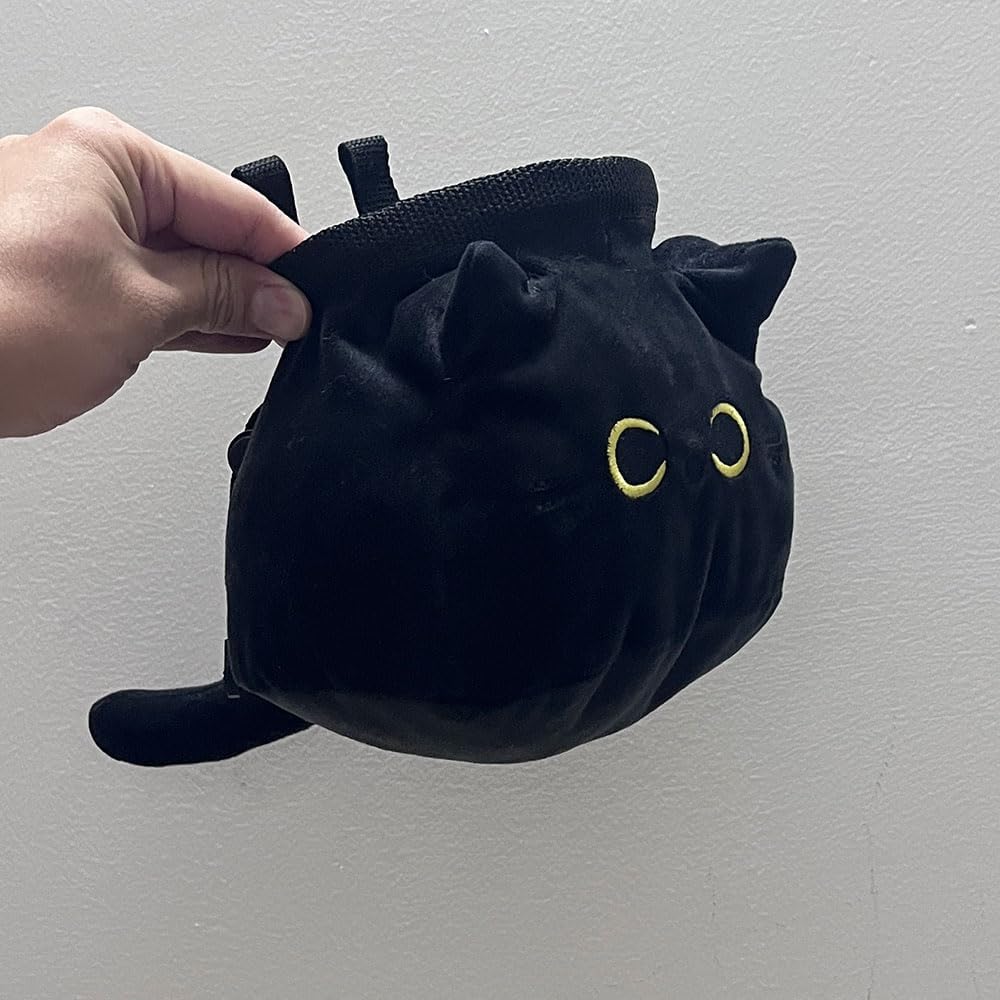 Black Cat Chalk Bag Rock Climbing Chalk Bag Suitable Bouldering Gym Indoor & Outdoor Climbing with Adjustable Belt