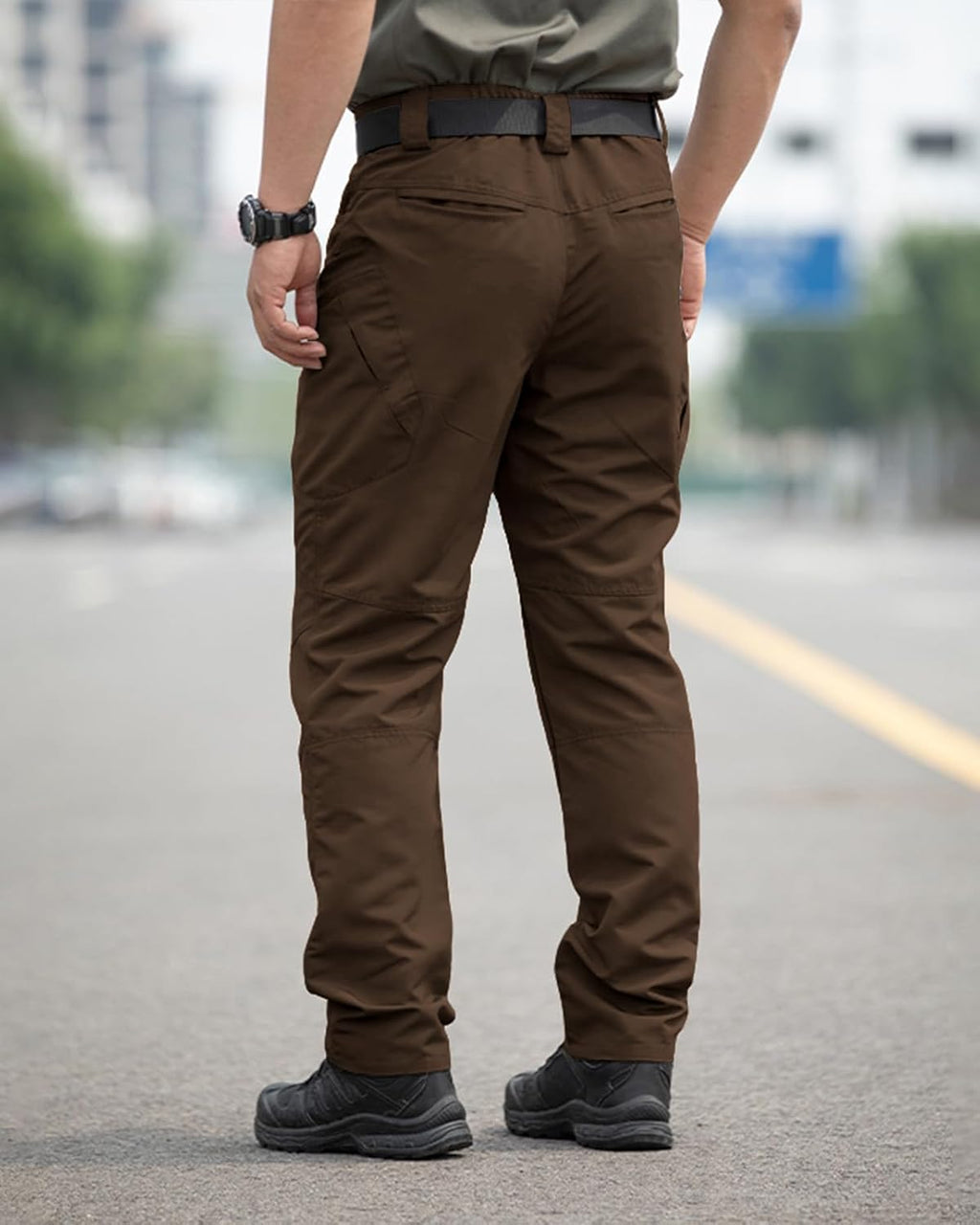 Men's Stretch Tactical Pants Waterproof Ripstop Fabric Cargo Pants Lightweight Casual Hiking Outdoor Work Pants (No Belt)