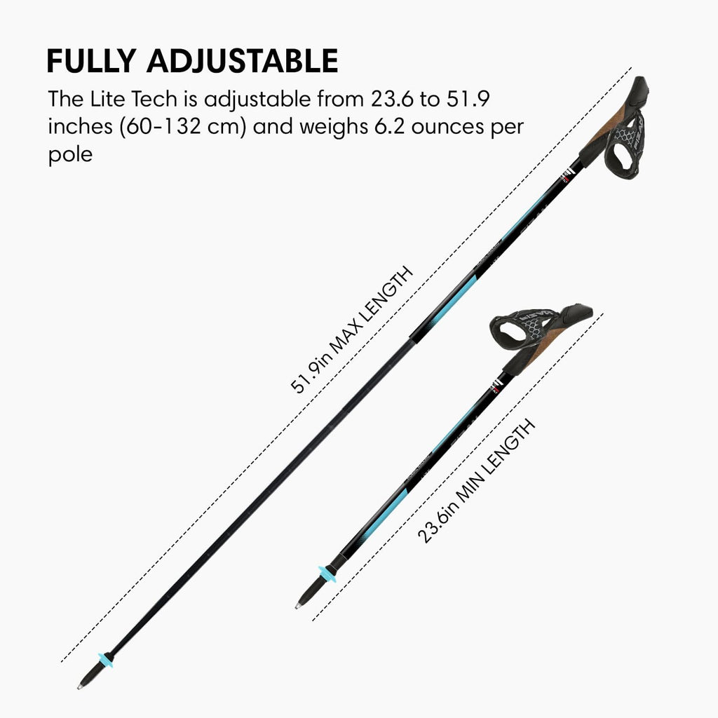 Fizan Lite Tech Nordic Trekking Poles – Ultralight 6.2 oz, Backpacking, Hiking Poles, Adjustable, Telescoping, Walking Sticks