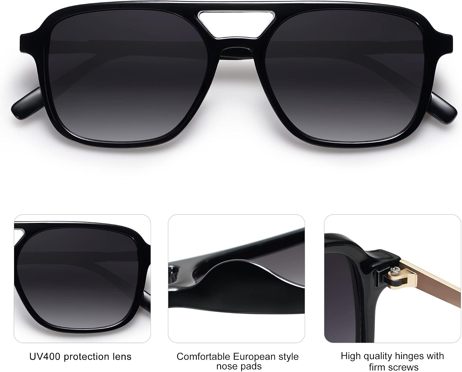 SOJOS Retro Aviator Sunglasses Womens Mens,Trendy Rectangle Shades SJ2202