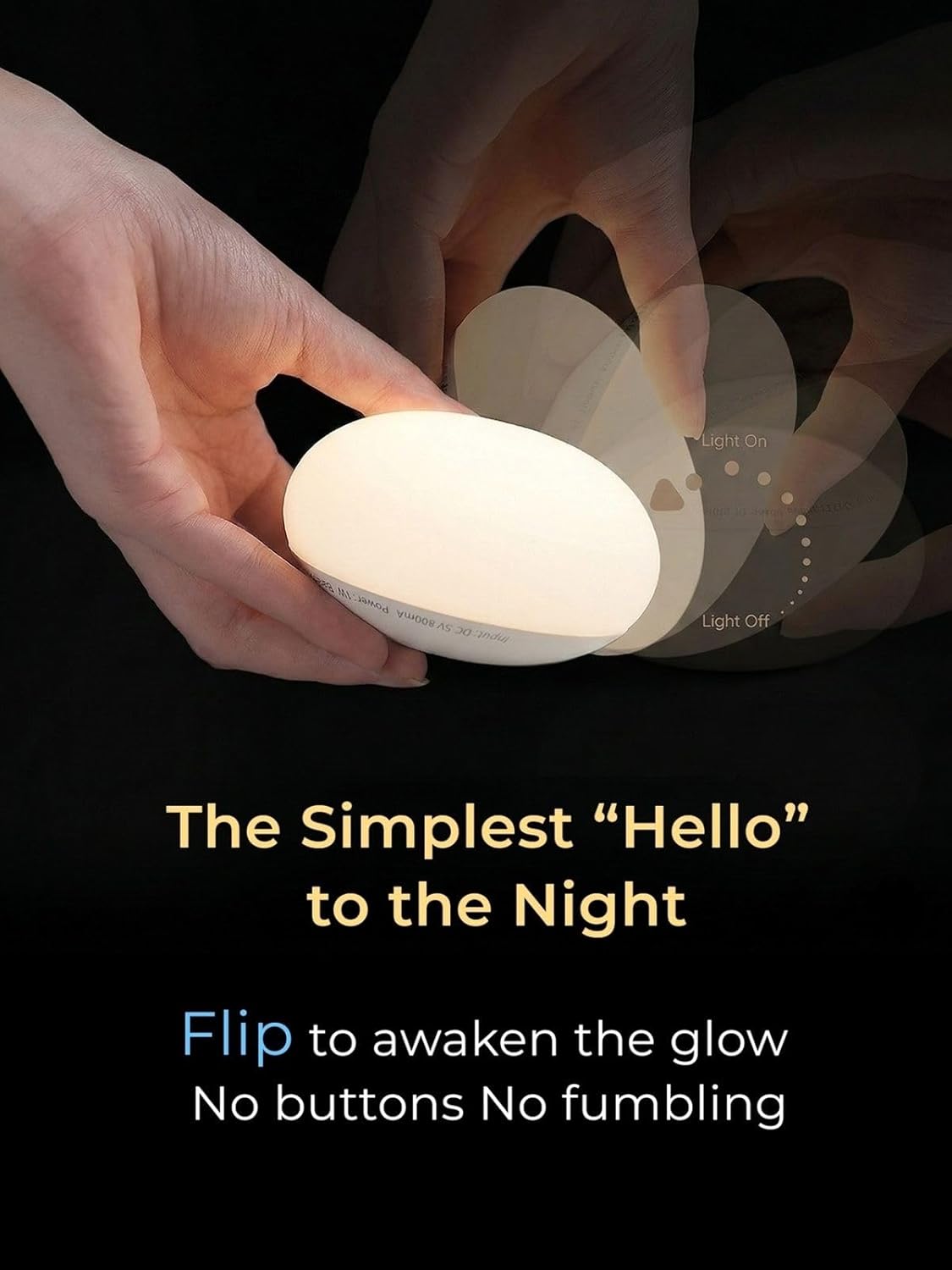 EASZZZ Baby Night Light, Egg Light for Nursery, Flip Design Touch Lamp