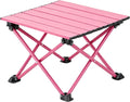 Wind Tour Roll-Up Camping Table, 4-Person Lightweight Portable Outdoor Table with Carry Bag for Picnics BBQ Travel (15.7”x13.7”x11” | Pink)