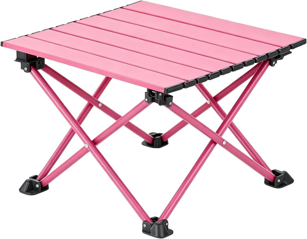 Wind Tour Roll-Up Camping Table, 4-Person Lightweight Portable Outdoor Table with Carry Bag for Picnics BBQ Travel (15.7”x13.7”x11”| Wood Grain)