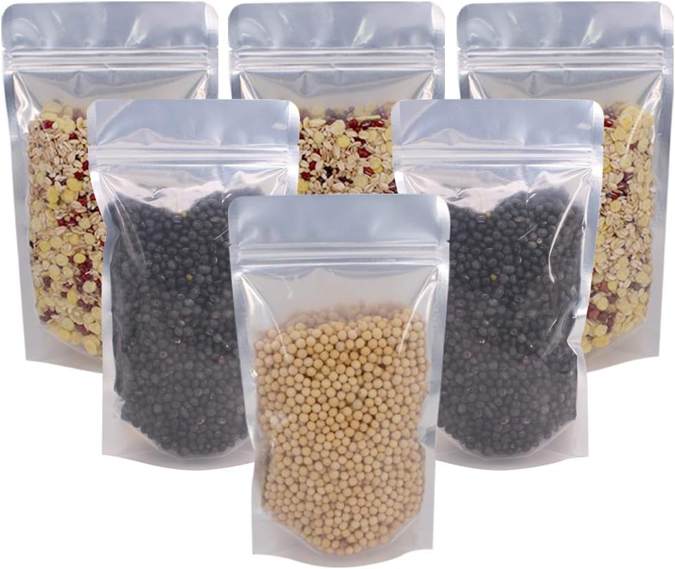 100 Pack 5.5 x 10 Inch Stand Up Pouch Bags Zipper Mylar Bags