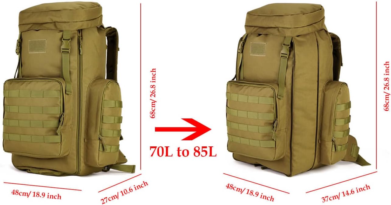 Hiking Backpack 70L Large 85L Tactical Backpack MOLLE Military Trekking Rucksack