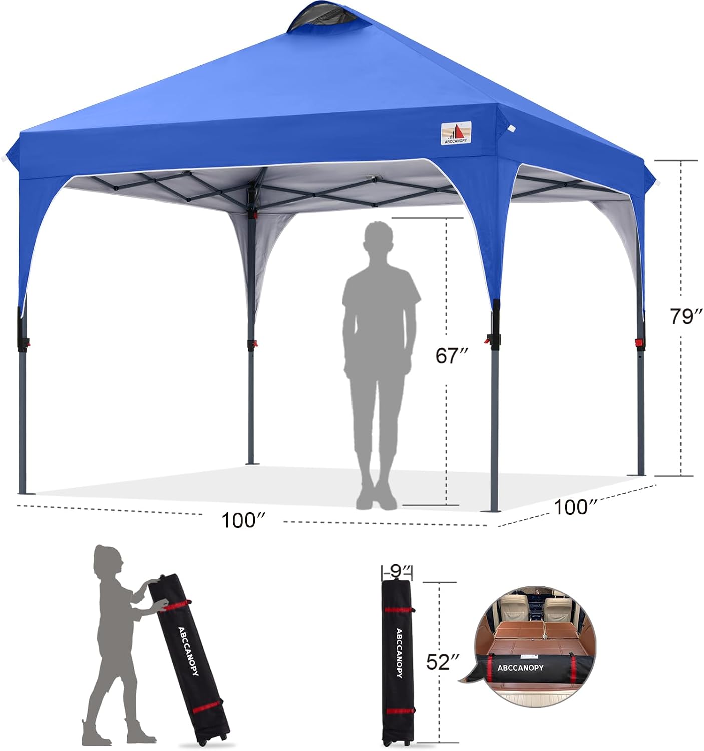 ABCCANOPY 8x8 Pop up Canopy Tent Instant Outdoor Shelter, Sapphire Blue