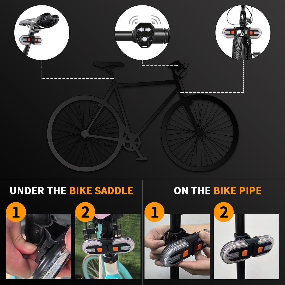 Bike Tail Light with Turn Signal, Split Bicycle Rear Lights, USB Rechargeable Turn Signal Bike Taillights for Cycling, Cyclist Safety Warning Bike Light 5 Mode (Only One Remote Control)
