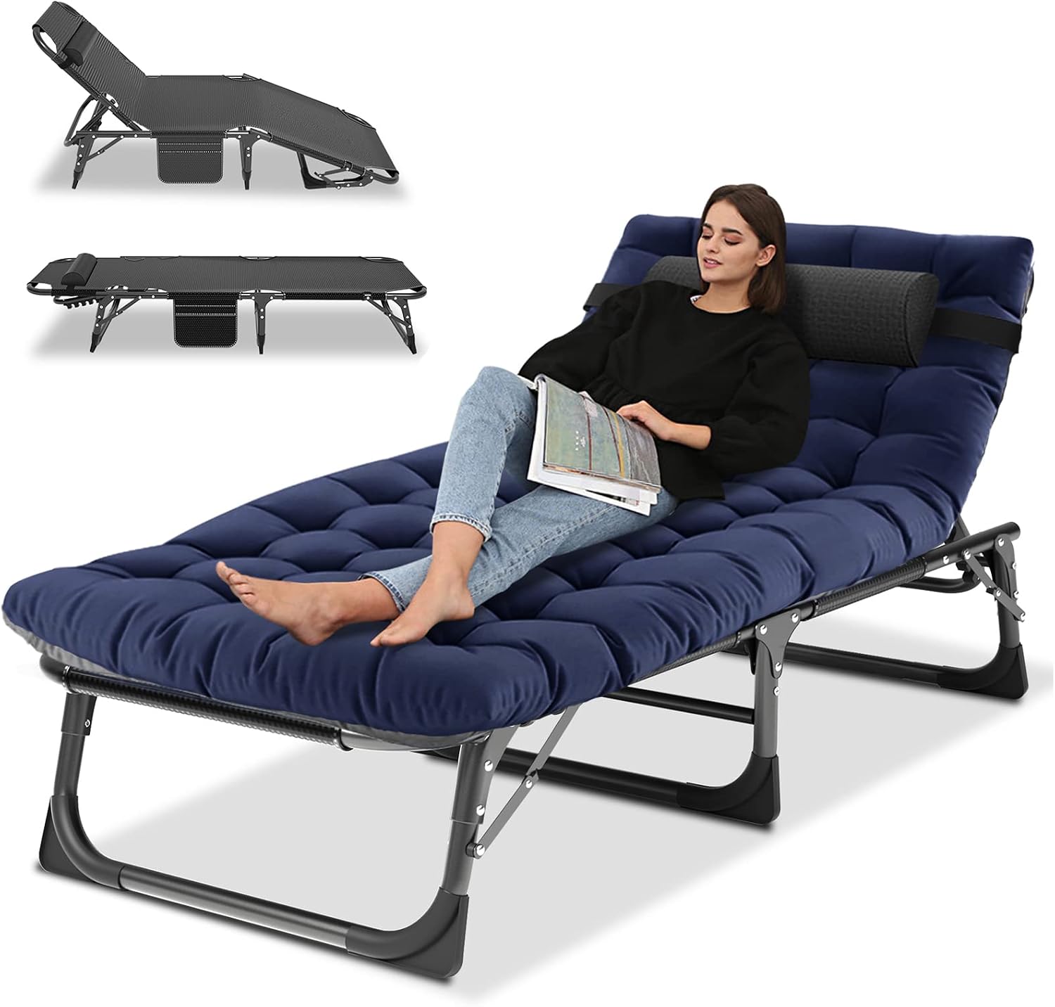 LILYPELLE Portable Folding Camping Cot with Mattress and Pillow for Adults