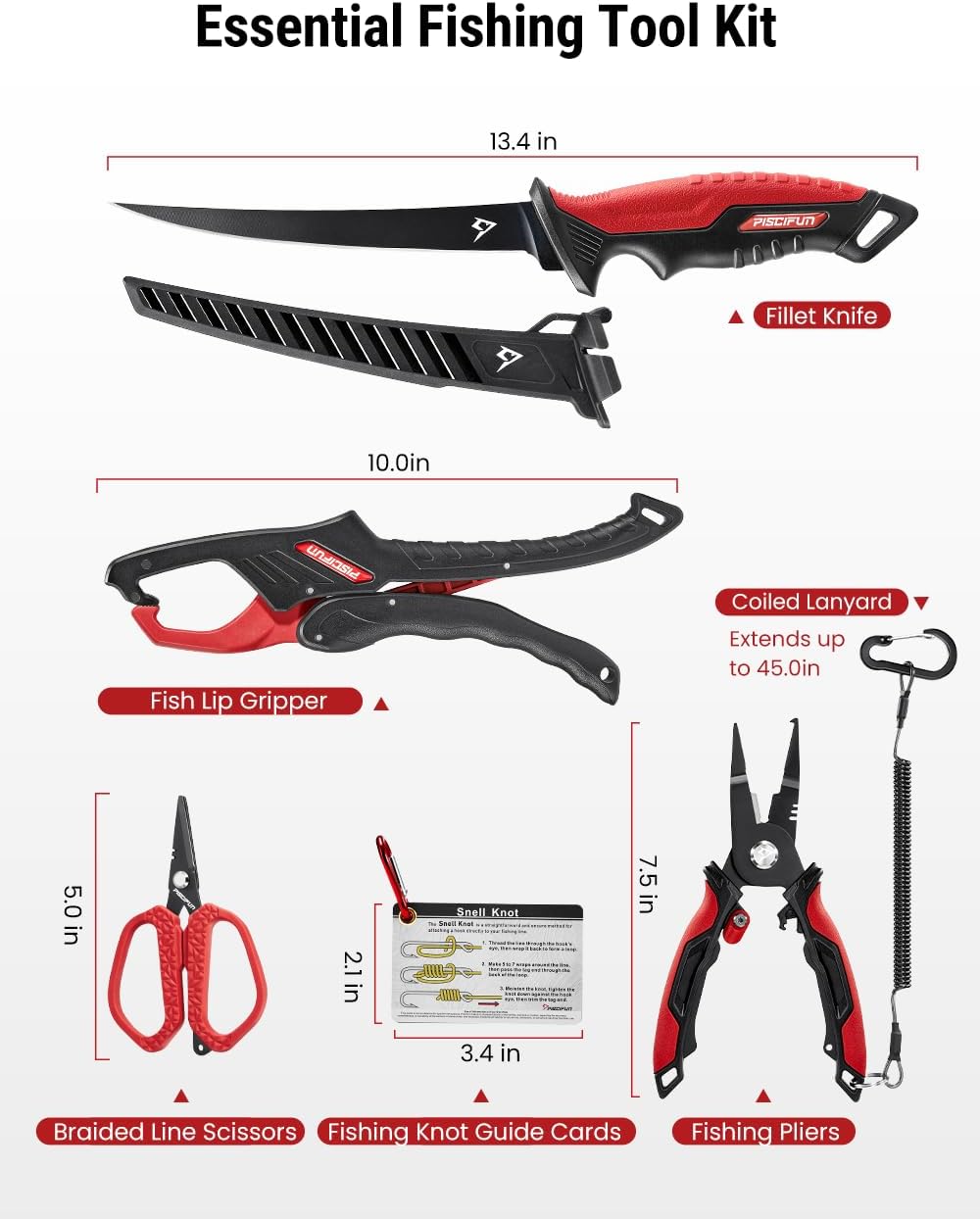 Piscifun 2pcs and 6pcs Fishing Tool Kit, Pliers and Fish Gripper