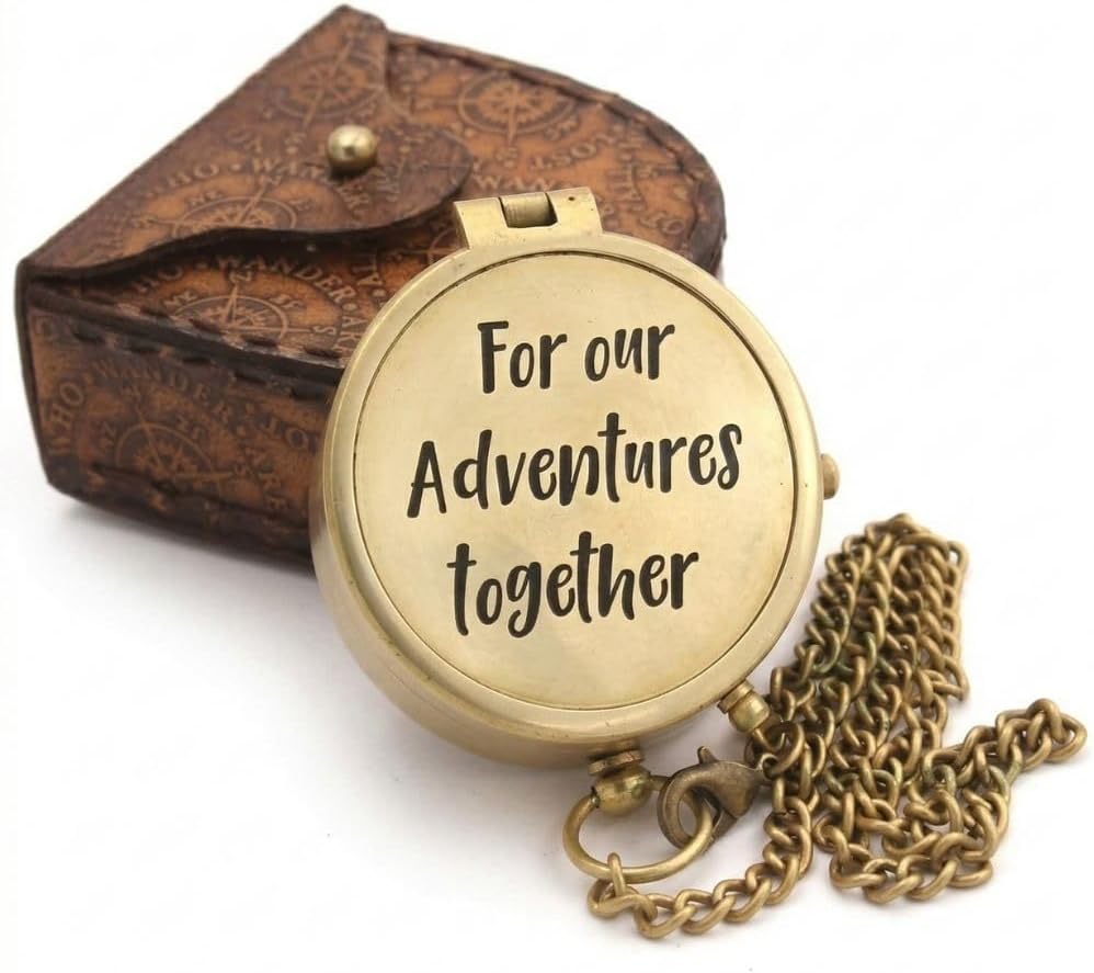 Compass Gift for Mom/Dad, Vintage Pocket Compass Engraved with Go Confidently Customized Gifts for Women/Men, Baptism 2026 Communion Christian Luxury Gift, Anniversary or Keepsake